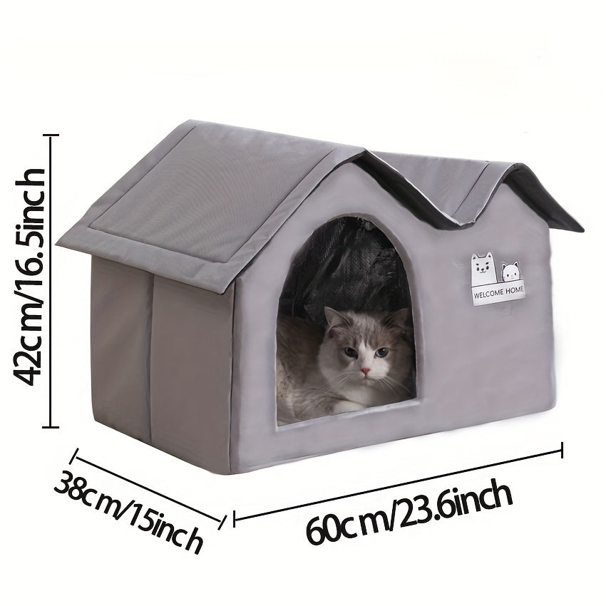 Cat Dog Bed House for All-Season Comfort Shelter-4