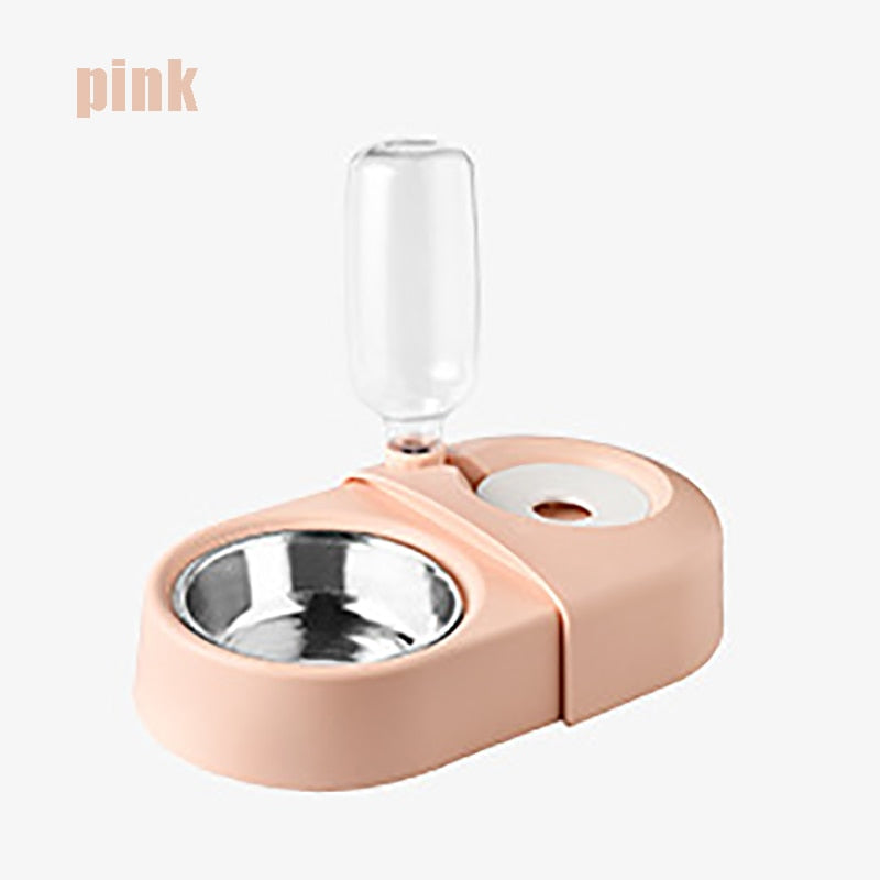 Dogs Cats Bowl and Drinking Fountains with Automatic Water Outlet Anti-overturning Feeders Plastic Feeding Bowl Pet Accessories
