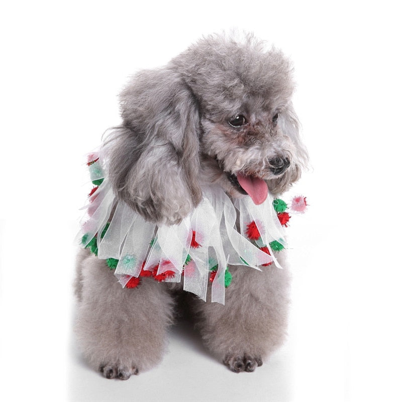 Collier de Noël pour chat et chien avec couronne, grelots et étoiles, accessoire décoratif pour costume de fête, collier en maille pour chiot et chaton