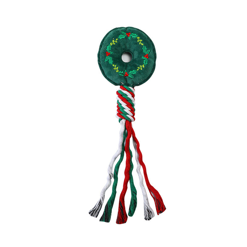 Jouet en peluche de Noël en corde de coton pour animaux de compagnie, jouet pour chien durable et amusant pour le broyage des dents, fournitures pour chats