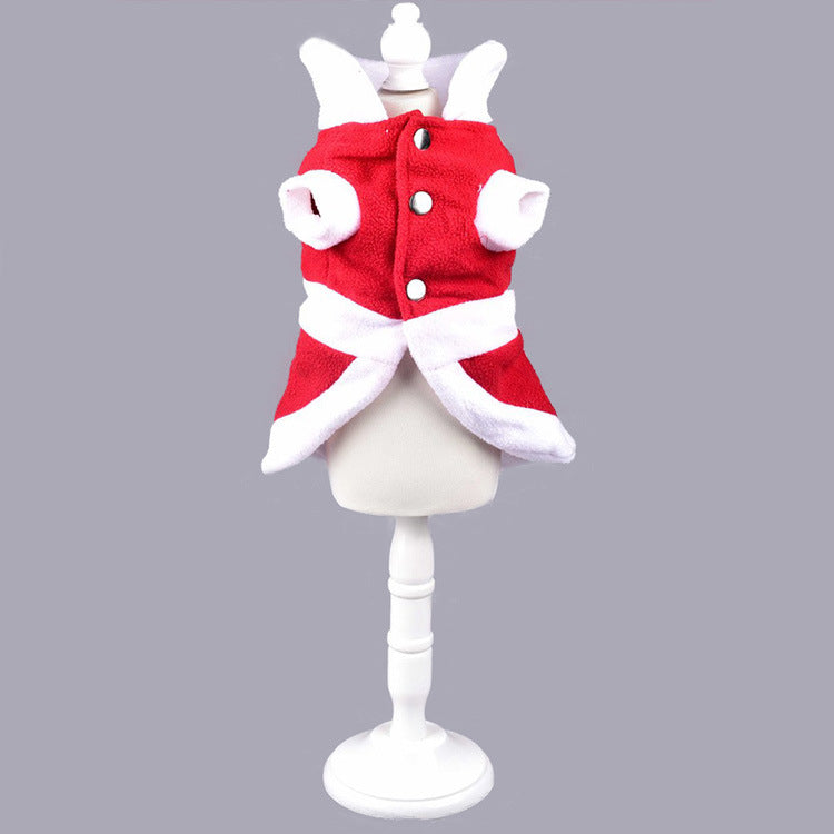 Classic Style Pet Christmas Clothes Bow Knot Shaped Dog Transformation Dress