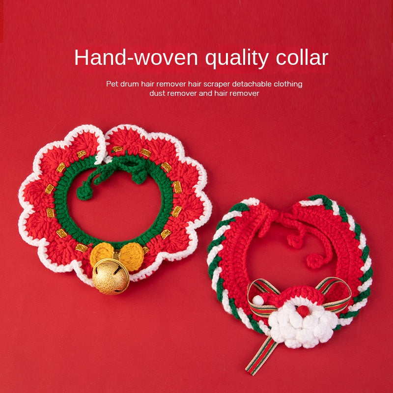 Christmas pet collars decorations handmade knitted cat collars scarves pet supplies