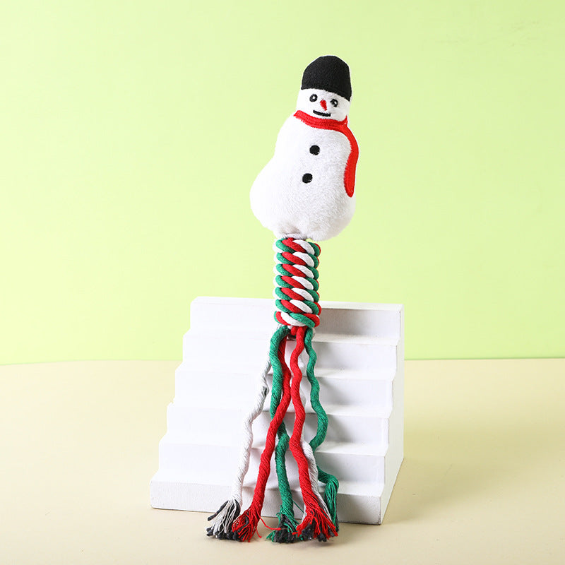 Jouet en peluche de Noël en corde de coton pour animaux de compagnie, jouet pour chien durable et amusant pour le broyage des dents, fournitures pour chats