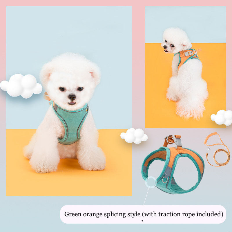 Harnais gilet pour animaux de compagnie, sangle de poitrine universelle pour chat et chien, laisse pour promenade.