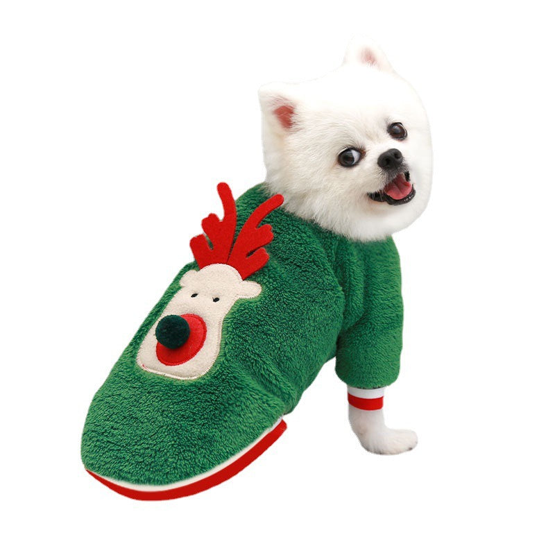 Vêtements de Noël en polaire corail pour animaux : pull pour chien, tenue de sortie pour chien et chat