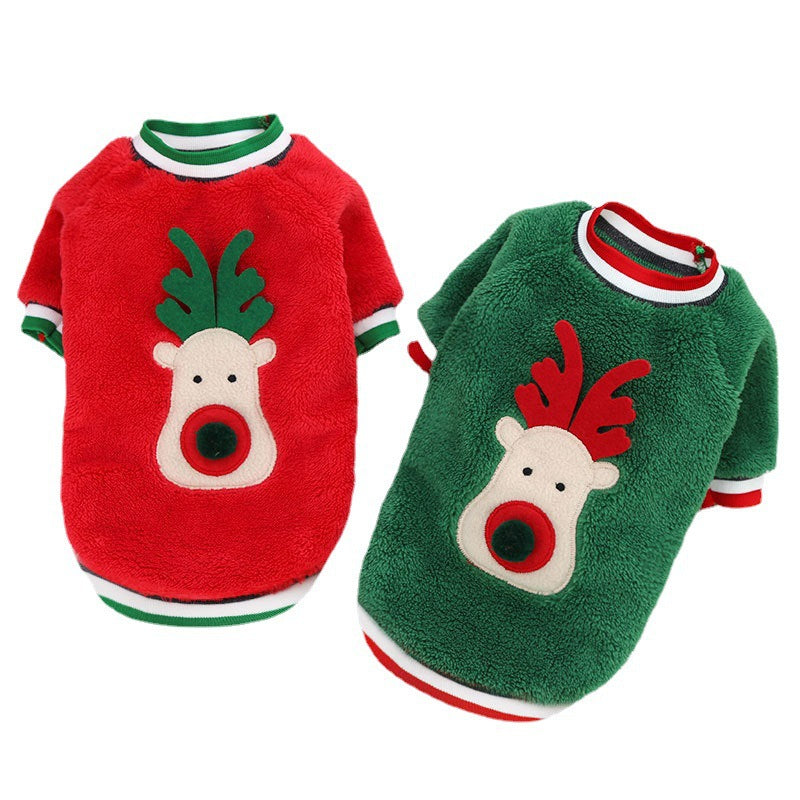 Vêtements de Noël en polaire corail pour animaux : pull pour chien, tenue de sortie pour chien et chat