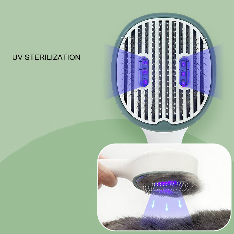 Pet UV Sterilization Comb USB Rechargeable Cat And Dog Comb Automatic Fading To Floating Hair Beauty Needle Comb