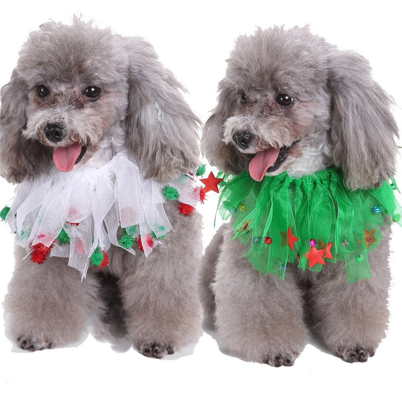 Collier de Noël pour chat et chien avec couronne, grelots et étoiles, accessoire décoratif pour costume de fête, collier en maille pour chiot et chaton