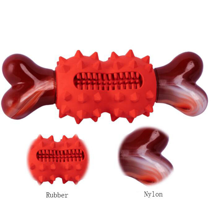 Jouet pour animal de compagnie en nylon et caoutchouc résistant aux morsures pour le nettoyage des dents et la mastication