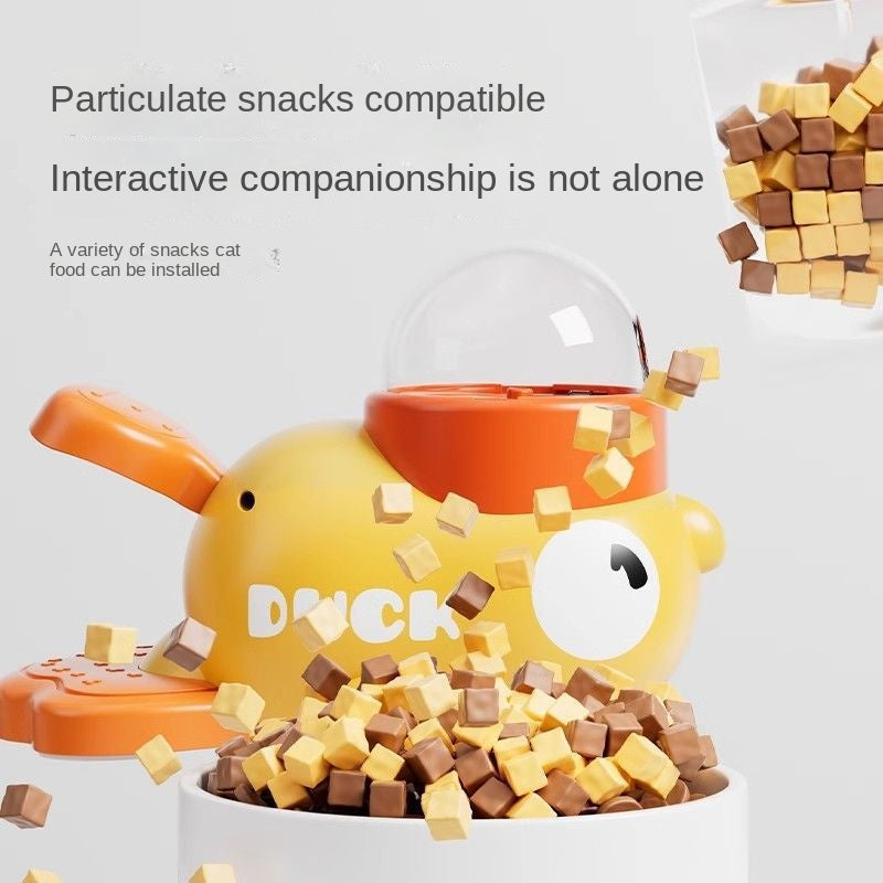 Pet Dog Automatic Feeder Cat Self-Entertainment Toy Snack Freeze-Dried Food Dispenser Yellow Duck Cat Treat Dispensing Toy