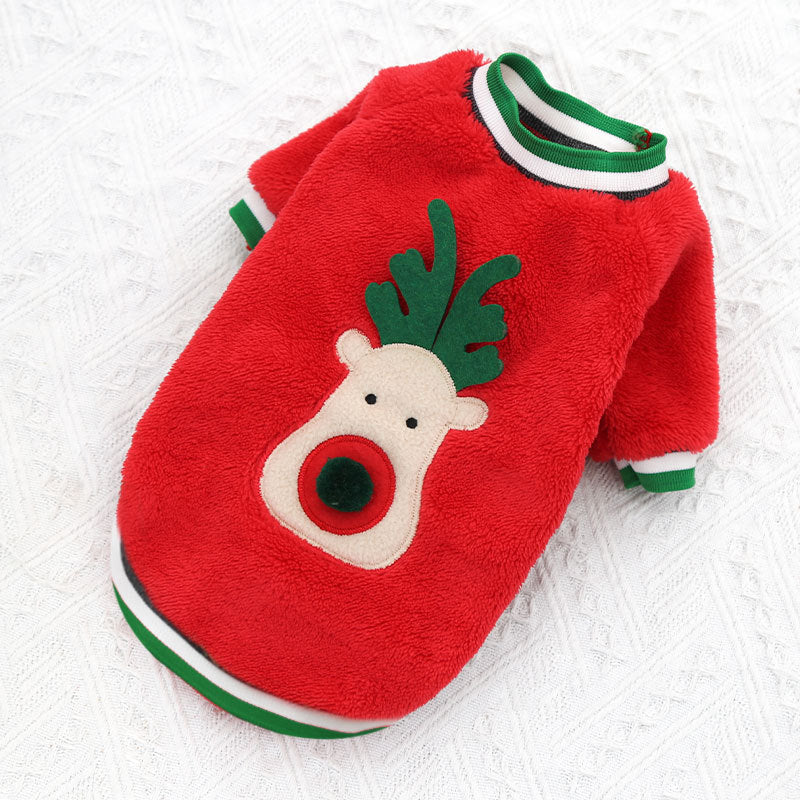 Vêtements de Noël en polaire corail pour animaux : pull pour chien, tenue de sortie pour chien et chat