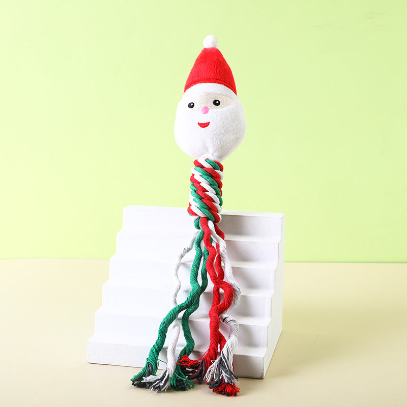Jouet en peluche de Noël en corde de coton pour animaux de compagnie, jouet pour chien durable et amusant pour le broyage des dents, fournitures pour chats