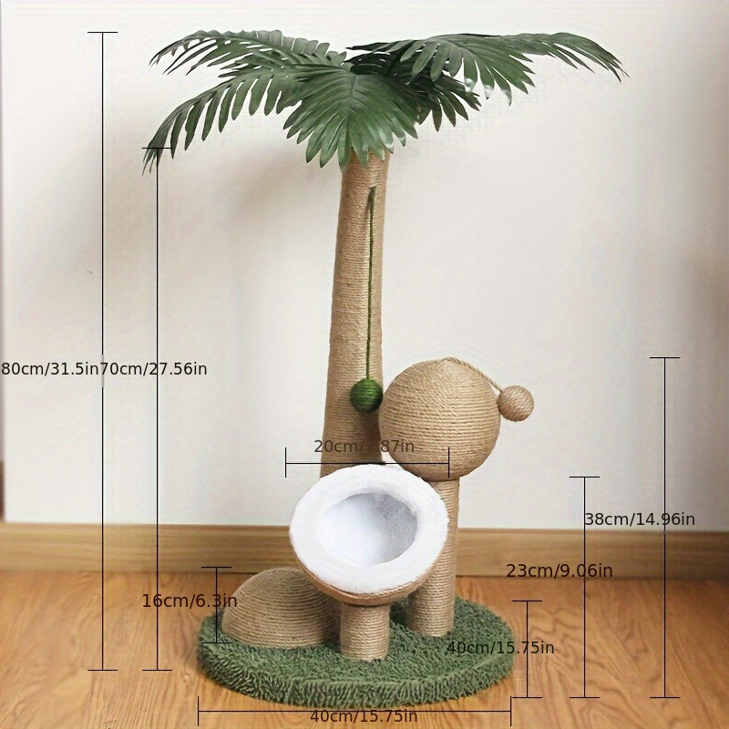 Coconut Tree Cat Scratching Post with Ball Toy-1