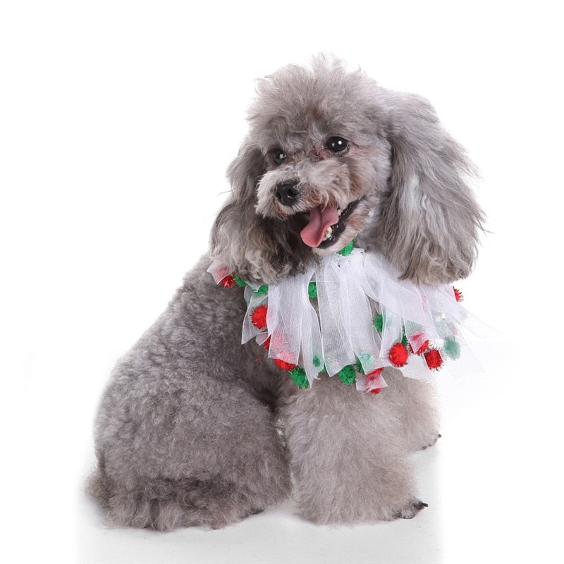 Collier de Noël pour chat et chien avec couronne, grelots et étoiles, accessoire décoratif pour costume de fête, collier en maille pour chiot et chaton