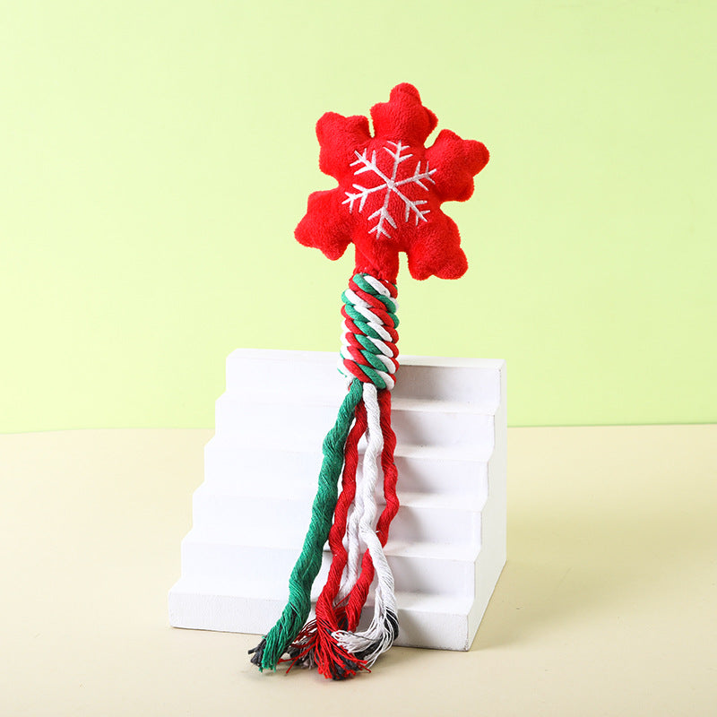 Jouet en peluche de Noël en corde de coton pour animaux de compagnie, jouet pour chien durable et amusant pour le broyage des dents, fournitures pour chats