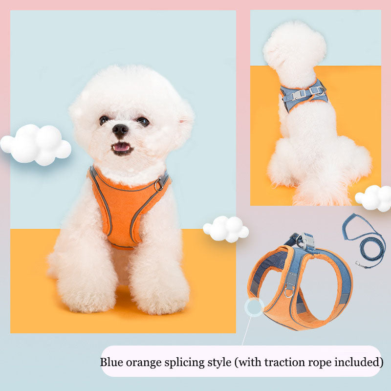 Harnais gilet pour animaux de compagnie, sangle de poitrine universelle pour chat et chien, laisse pour promenade.