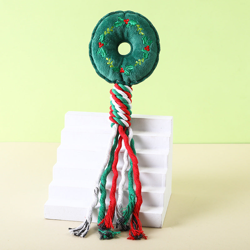 Jouet en peluche de Noël en corde de coton pour animaux de compagnie, jouet pour chien durable et amusant pour le broyage des dents, fournitures pour chats