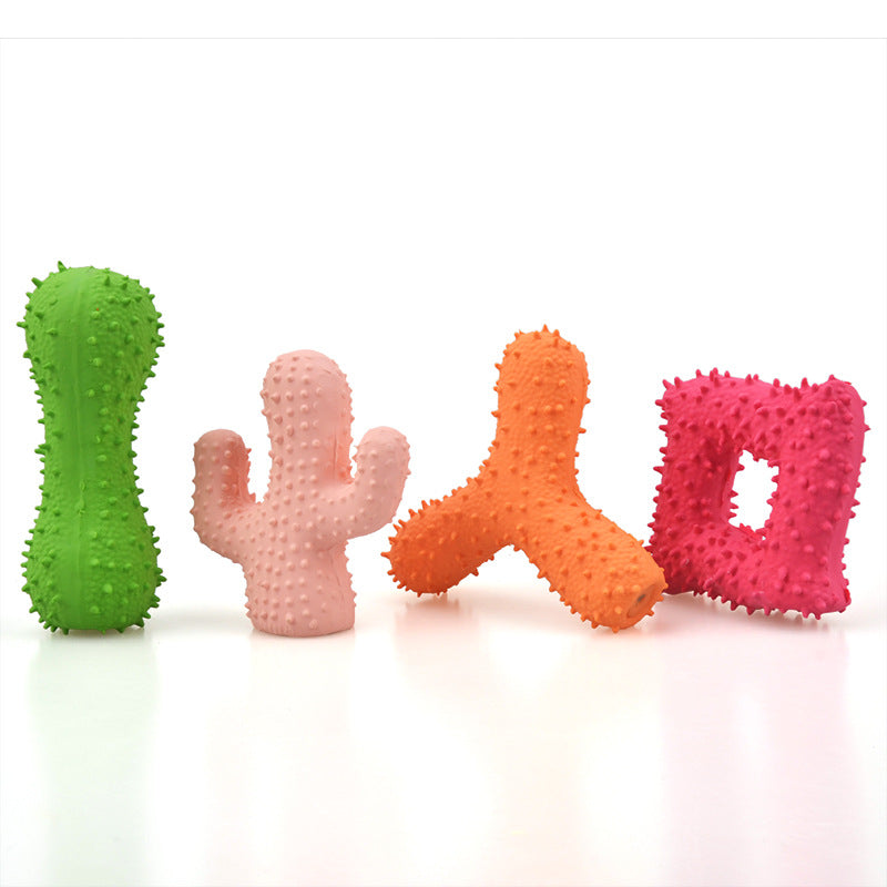 New Pet Latex Toy with Spiked Bone and Four-Corner Square Latex Sound Toy Durable Teeth-Cleaning Dog Toy