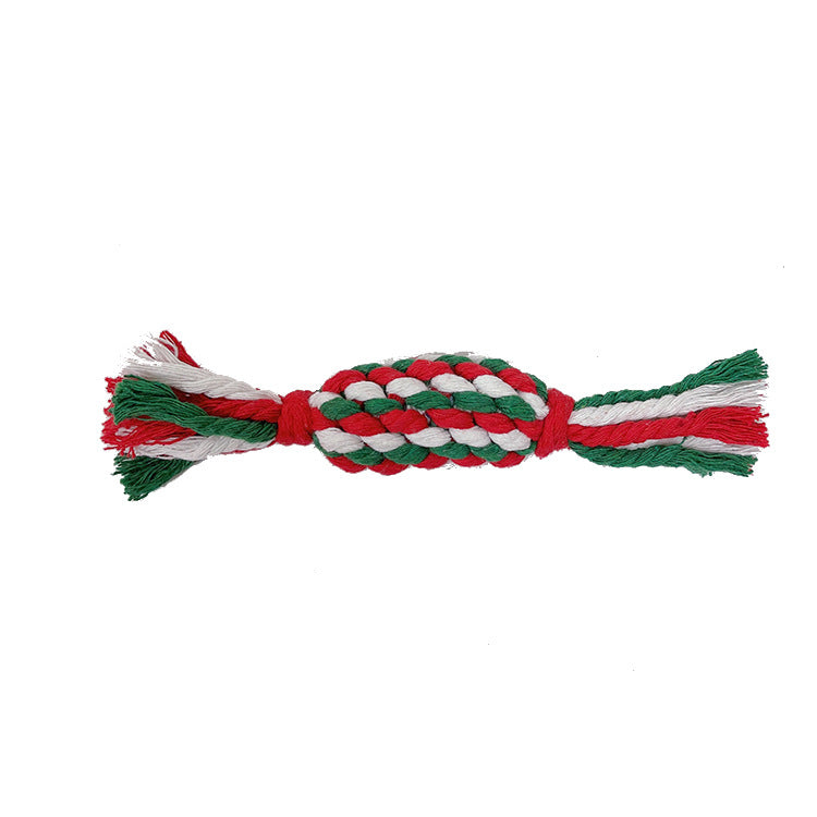 Christmas pet toy gift set dog teeth grinding bite resistant cotton rope hand woven