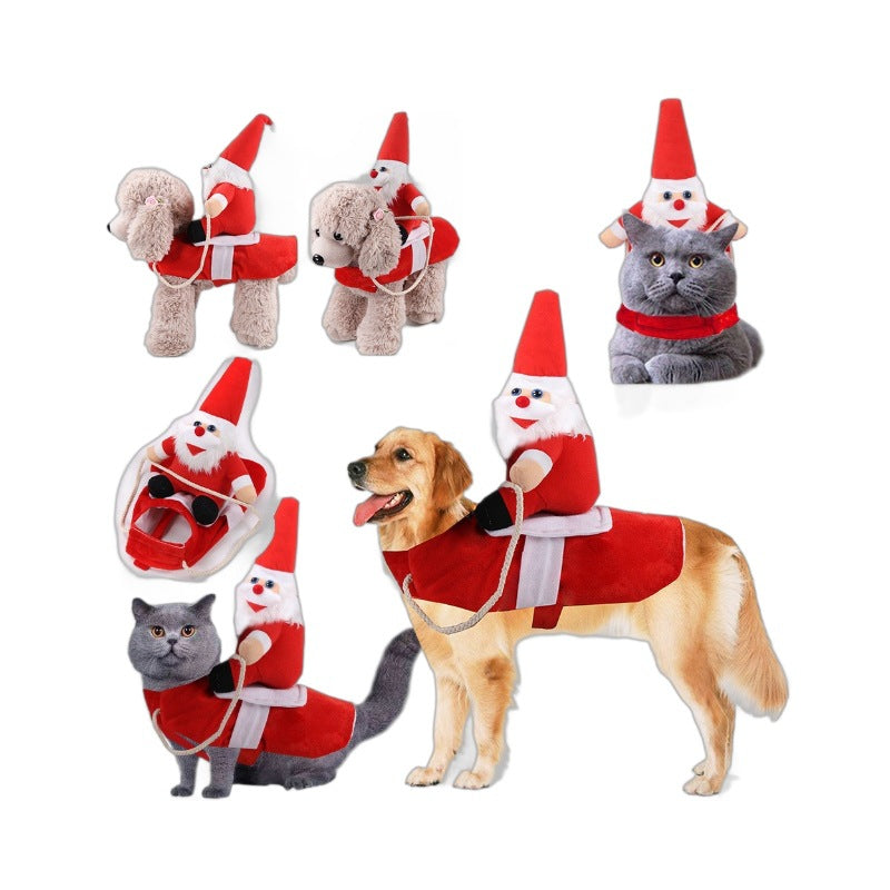 Vêtements pour chien, accessoires pour chat, costume d'équitation, tenue de Père Noël pour chien, costume d'Halloween amusant pour chat, déguisement de transformation