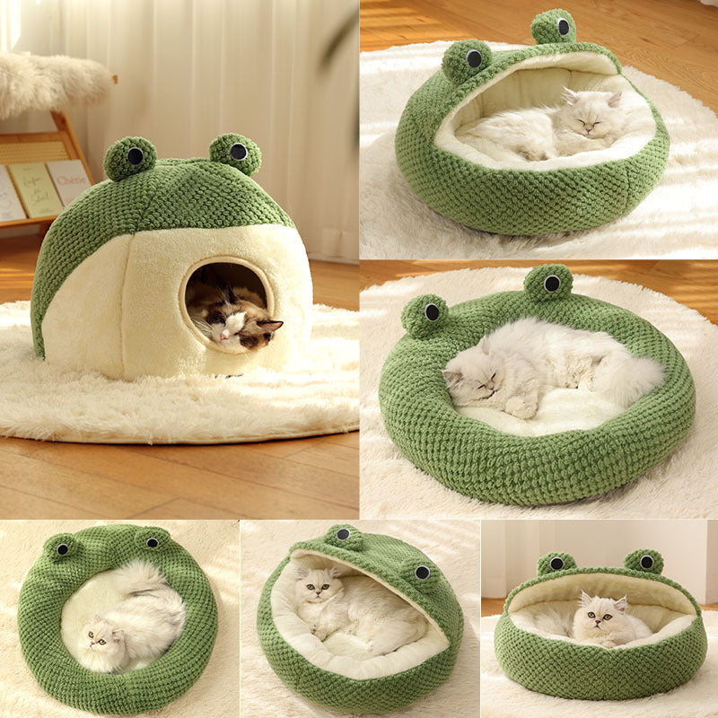 Nid pour animaux de compagnie, série petite grenouille, panier pour chat, panier chaud pour chien, maison nid pour l'automne et l'hiver
