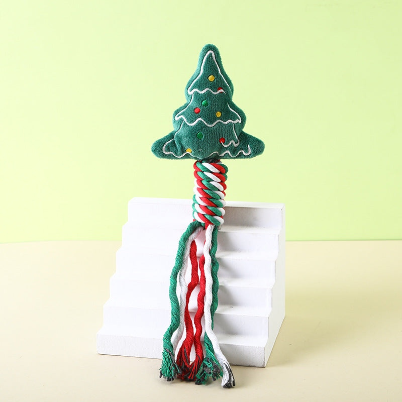 Jouet en peluche de Noël en corde de coton pour animaux de compagnie, jouet pour chien durable et amusant pour le broyage des dents, fournitures pour chats