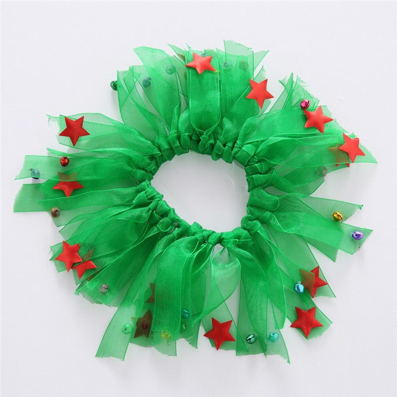 Collier de Noël pour chat et chien avec couronne, grelots et étoiles, accessoire décoratif pour costume de fête, collier en maille pour chiot et chaton