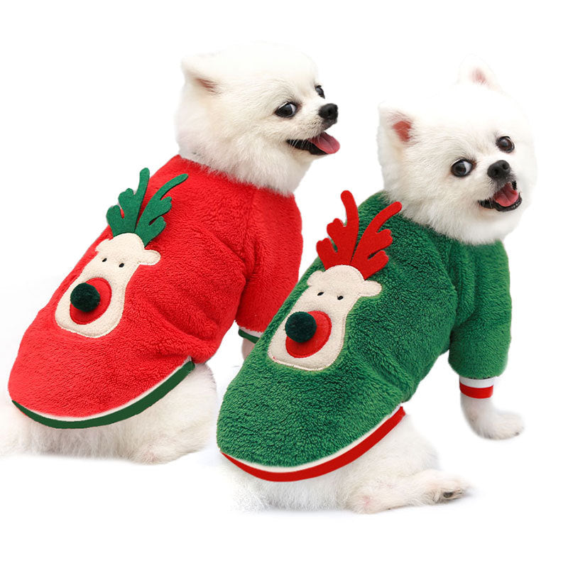 Vêtements de Noël en polaire corail pour animaux : pull pour chien, tenue de sortie pour chien et chat