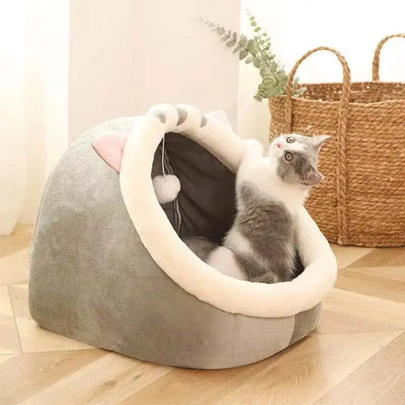 Semi-enclosed Cute Cat Dog Bed Pet Nest Kennel Soft Mat Puppy Kitten Tent Pet Supplies Warm Cat Bed Cave