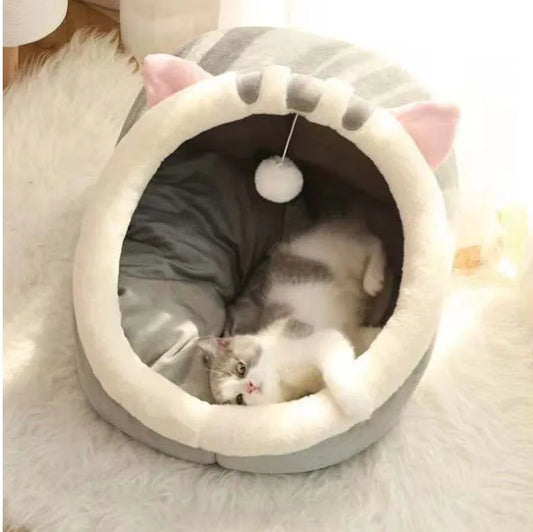 Semi-enclosed Cute Cat Dog Bed Pet Nest Kennel Soft Mat Puppy Kitten Tent Pet Supplies Warm Cat Bed Cave