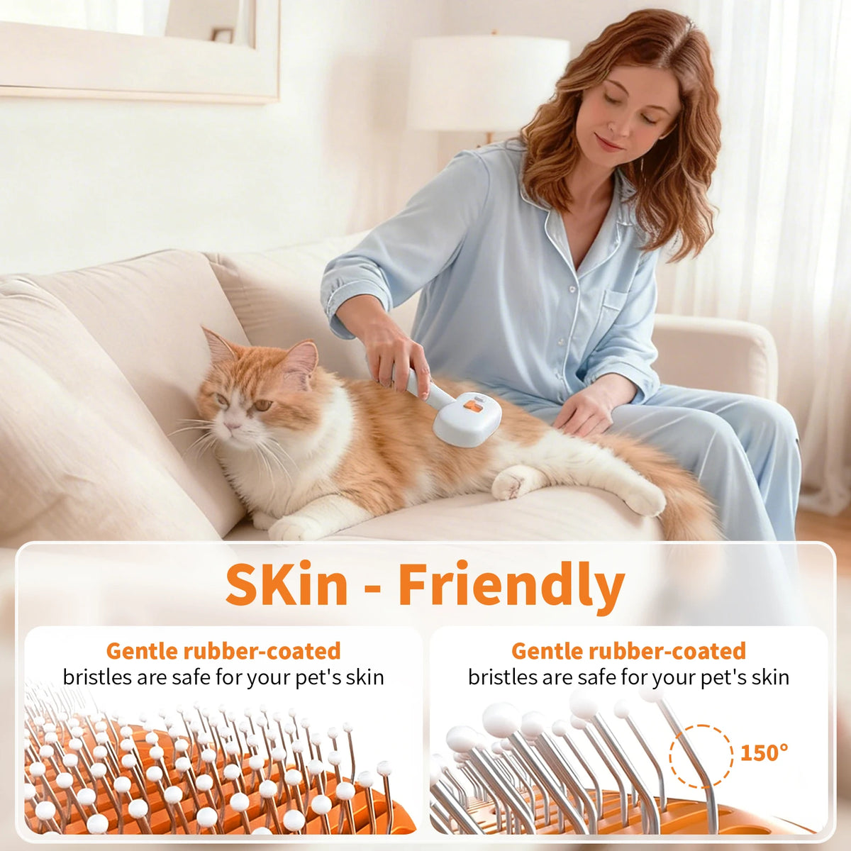 3-in-1 Stainless Steel Electronic Steam Brush Portable Useful Water-Sprayed Dematting Comb for Short Long-Haired Pets Dogs Cats