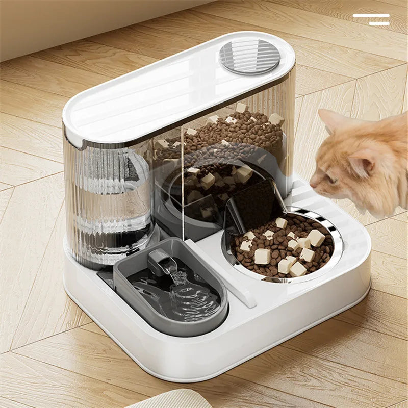 Automatic Pet Feeder for Dog & Cat Water Food Bowl 2 in 1 Water Dispenser Pet Bowl Cat Automatic Feeder