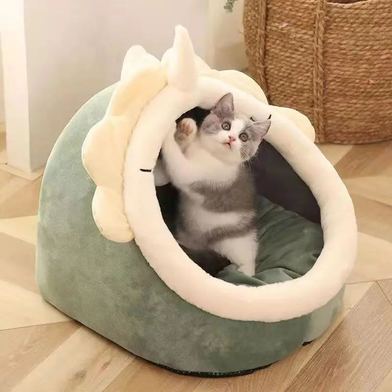 Semi-enclosed Cute Cat Dog Bed Pet Nest Kennel Soft Mat Puppy Kitten Tent Pet Supplies Warm Cat Bed Cave