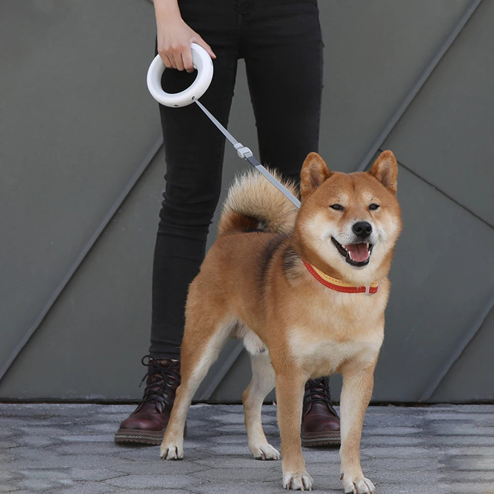 UFO 2 Retractable Dog Leash Ring Led lighting Flexible Pet collar Dog Puppy Traction Rope Belt Length 3m leash