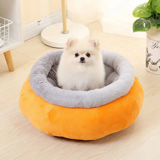 Hot Selling Multi-color Pet Bed Optional Winter Fashion Round Short Plush Dog Cat Bed Accessories Comfortable for Pet