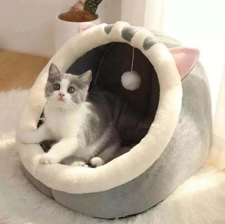 Semi-enclosed Cute Cat Dog Bed Pet Nest Kennel Soft Mat Puppy Kitten Tent Pet Supplies Warm Cat Bed Cave