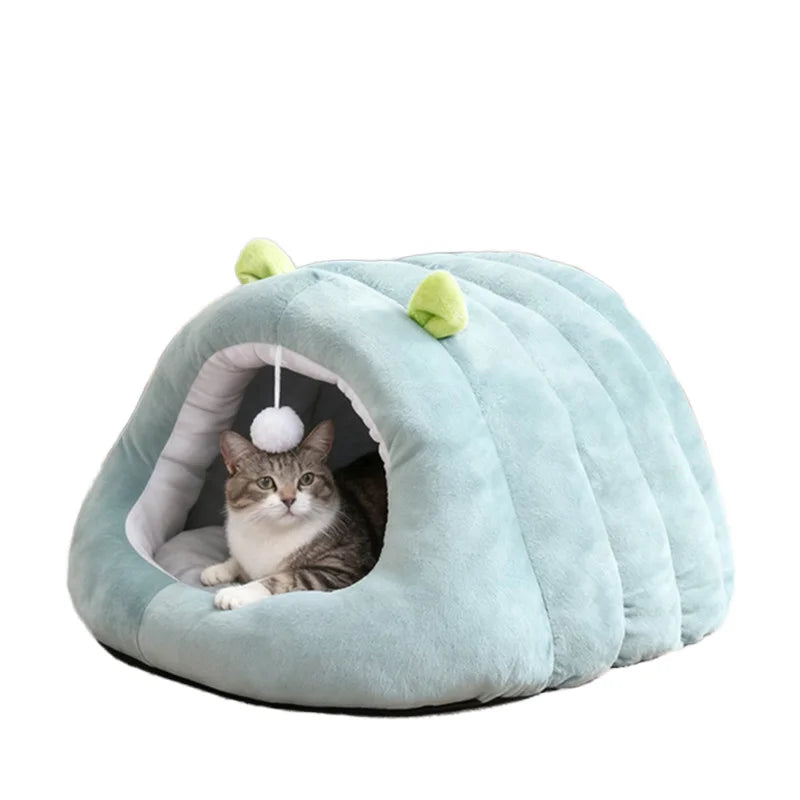 Winter Cat Bed Pet House for Puppy Kitten Sleeping Bag Cat Nest Mat Semi Closed Soft Warm Small Dog Cat Bed Cave