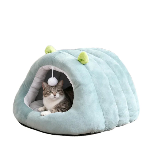 Winter Cat Bed Pet House for Puppy Kitten Sleeping Bag Cat Nest Mat Semi Closed Soft Warm Small Dog Cat Bed Cave