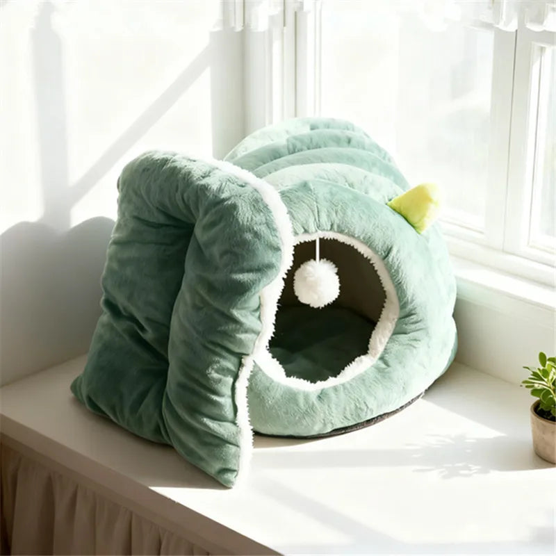 Winter Cat Bed Pet House for Puppy Kitten Sleeping Bag Cat Nest Mat Semi Closed Soft Warm Small Dog Cat Bed Cave