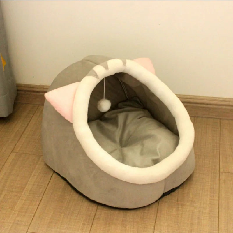 Semi-enclosed Cute Cat Dog Bed Pet Nest Kennel Soft Mat Puppy Kitten Tent Pet Supplies Warm Cat Bed Cave