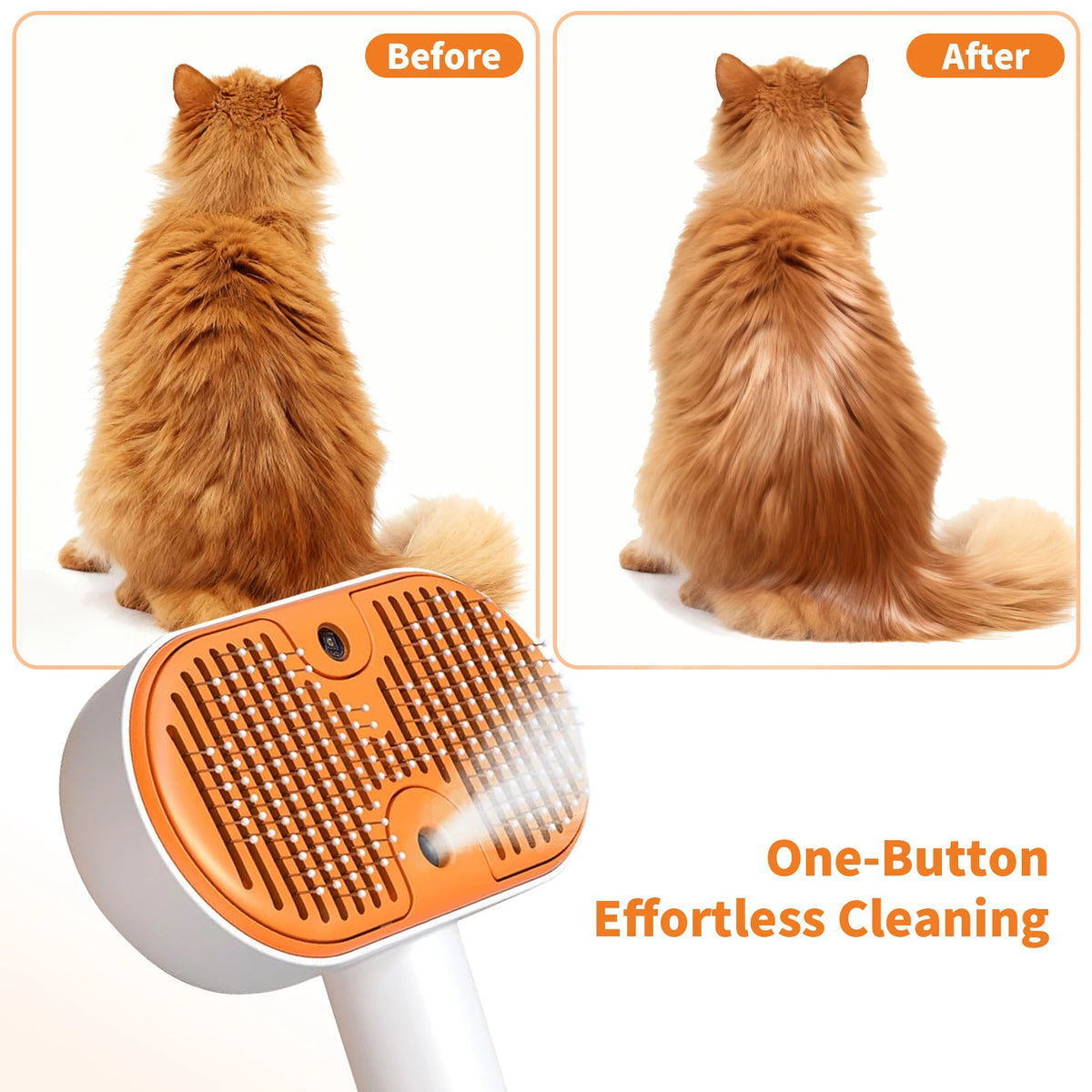 3-in-1 Stainless Steel Electronic Steam Brush Portable Useful Water-Sprayed Dematting Comb for Short Long-Haired Pets Dogs Cats