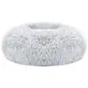 Soft Fleece Pet Bed Round Large Size Cozy Nest for Dogs Cats Indoor Use Removable Washable Faux Fur Fill Gray