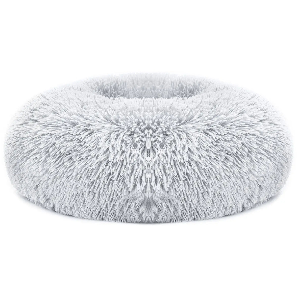 Soft Fleece Pet Bed Round Large Size Cozy Nest for Dogs Cats Indoor Use Removable Washable Faux Fur Fill Gray
