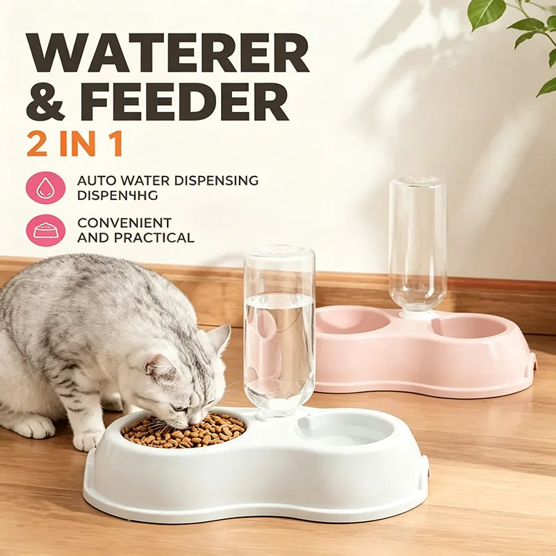 Automatic Pet Feeding Drinking Bowl Moisture-proof Cat Bowl Dog Basin Dual-use Food Water Feeder for Cats Dogs Pet Supplies