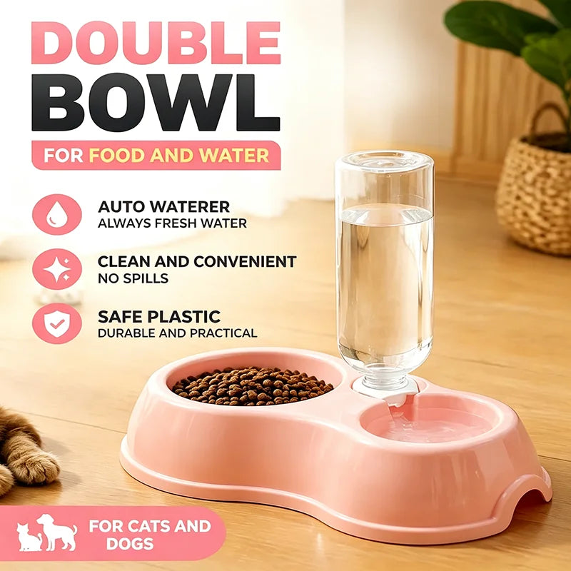 Automatic Pet Feeding Drinking Bowl Moisture-proof Cat Bowl Dog Basin Dual-use Food Water Feeder for Cats Dogs Pet Supplies