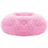 Soft Fleece Pet Bed Round Large Size Cozy Nest for Dogs Cats Indoor Use Removable Washable Faux Fur Fill Gray