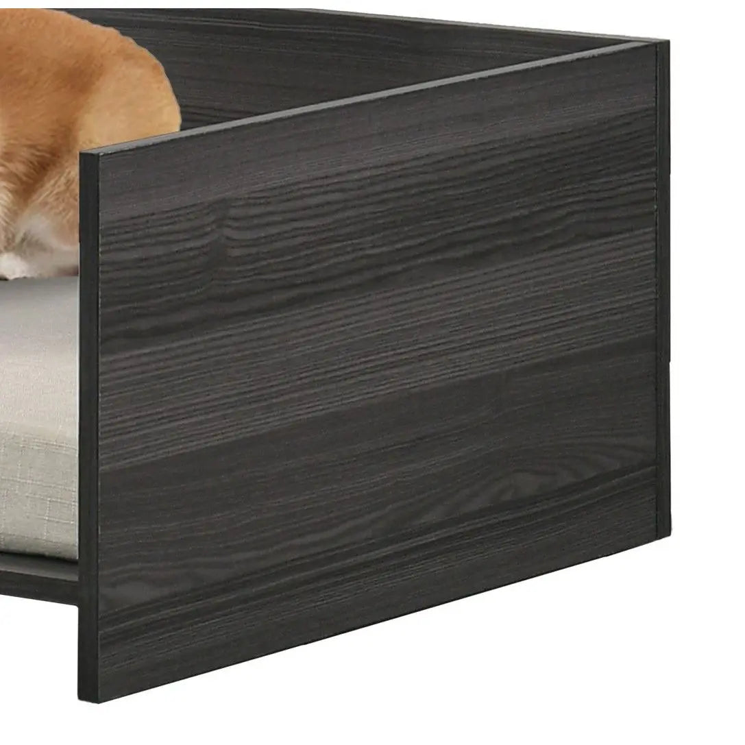 Lit pour animal de compagnie moderne Esme 47 po, gris cendré, confortable avec coussin et compartiment de rangement latéral