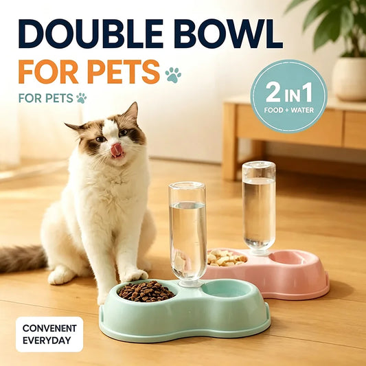 Automatic Pet Feeding Drinking Bowl Moisture-proof Cat Bowl Dog Basin Dual-use Food Water Feeder for Cats Dogs Pet Supplies