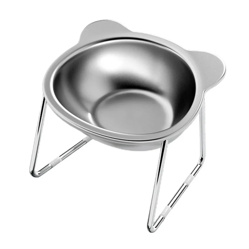 Raised Cat Bowls Tilted Neck Guard Cat Food Bowl 304 Stainless Steel Shatter-resistant Elevated 15° Pet Supplies for Puppy Cat