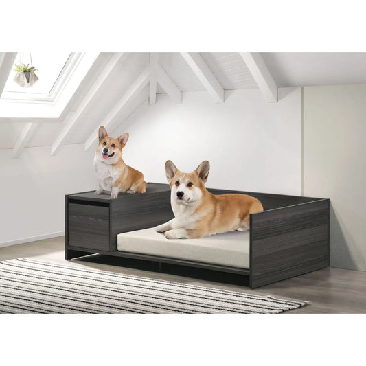 Esme 47\" Ash Gray Modern Pet Bed Comfy with Cushion and Side Storage Compartment